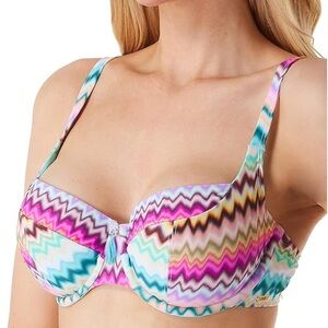 NWT Panache Bikini 32E+Sz S Bottom Ruched 🍑—New! Missoni-inspired💫